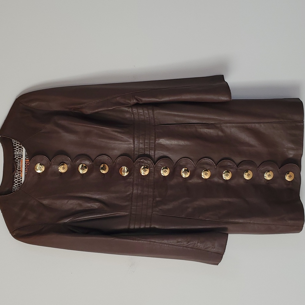 Tory Burch Cordelia Coconut Brown Leather Coat